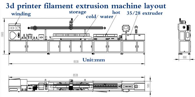 TUV 25kg/H 1.75mm PLA 3D Filament Extrusion Machine 0